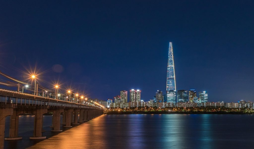 korea, republic of korea, han river, jamsil, tower, building, construct, landscape, night view, night, river, city, korea, korea, korea, korea, korea, han river